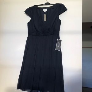 J. Crew Navy Silk Cap Sleeve Dress Mirabelle